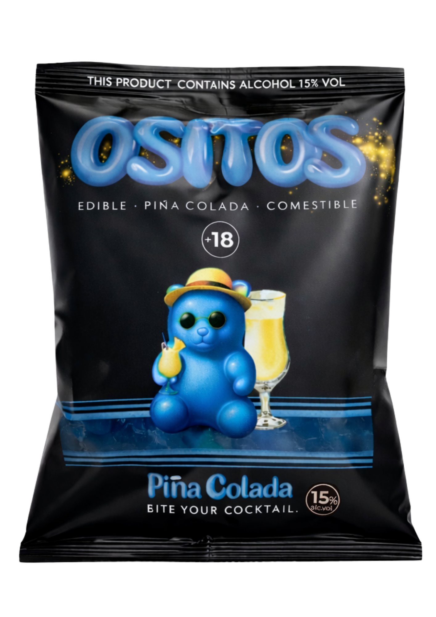 Piña Colada Ositos servida en vaso con hielo